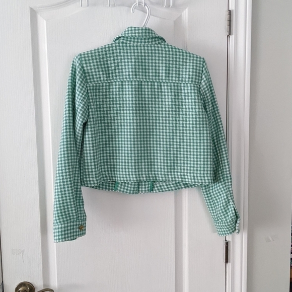 Only houndstooth crop jacket blazer green white size 36 @K - Picture 10 of 13